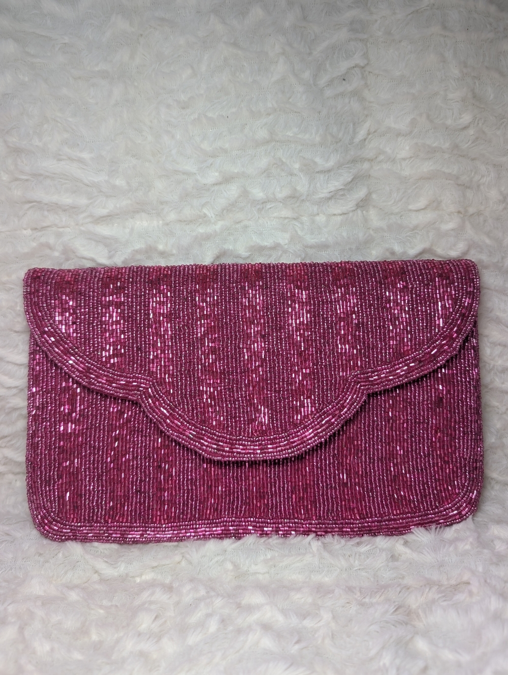Pink Beaded Evening Clutch - Elegant Glitter Envelope Bag